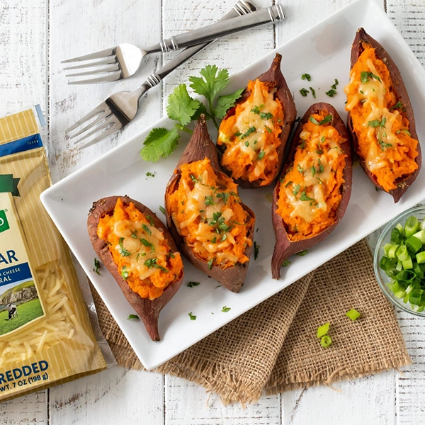 Cheesy Chipotle Twice Baked Sweet Potatoes
